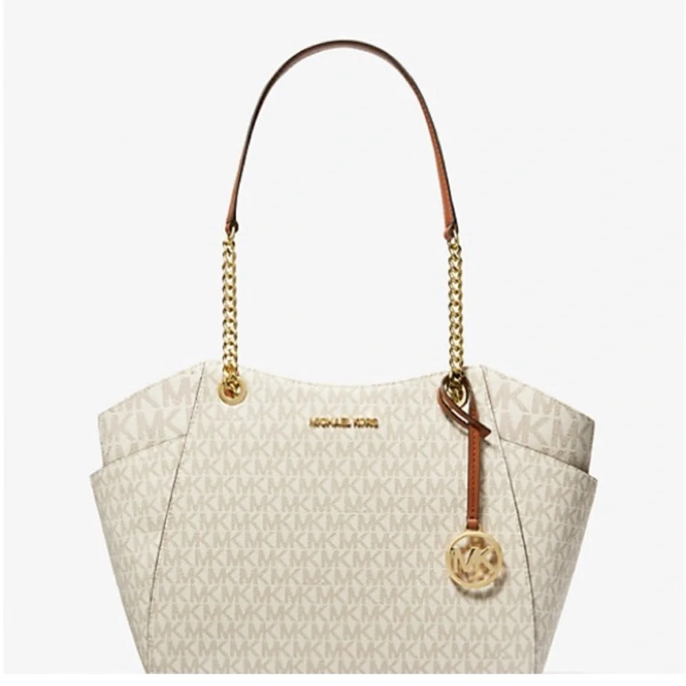 NWT Michael Kors Cream Shoulder Bag with Monogram Design - Picture 5 of 6
